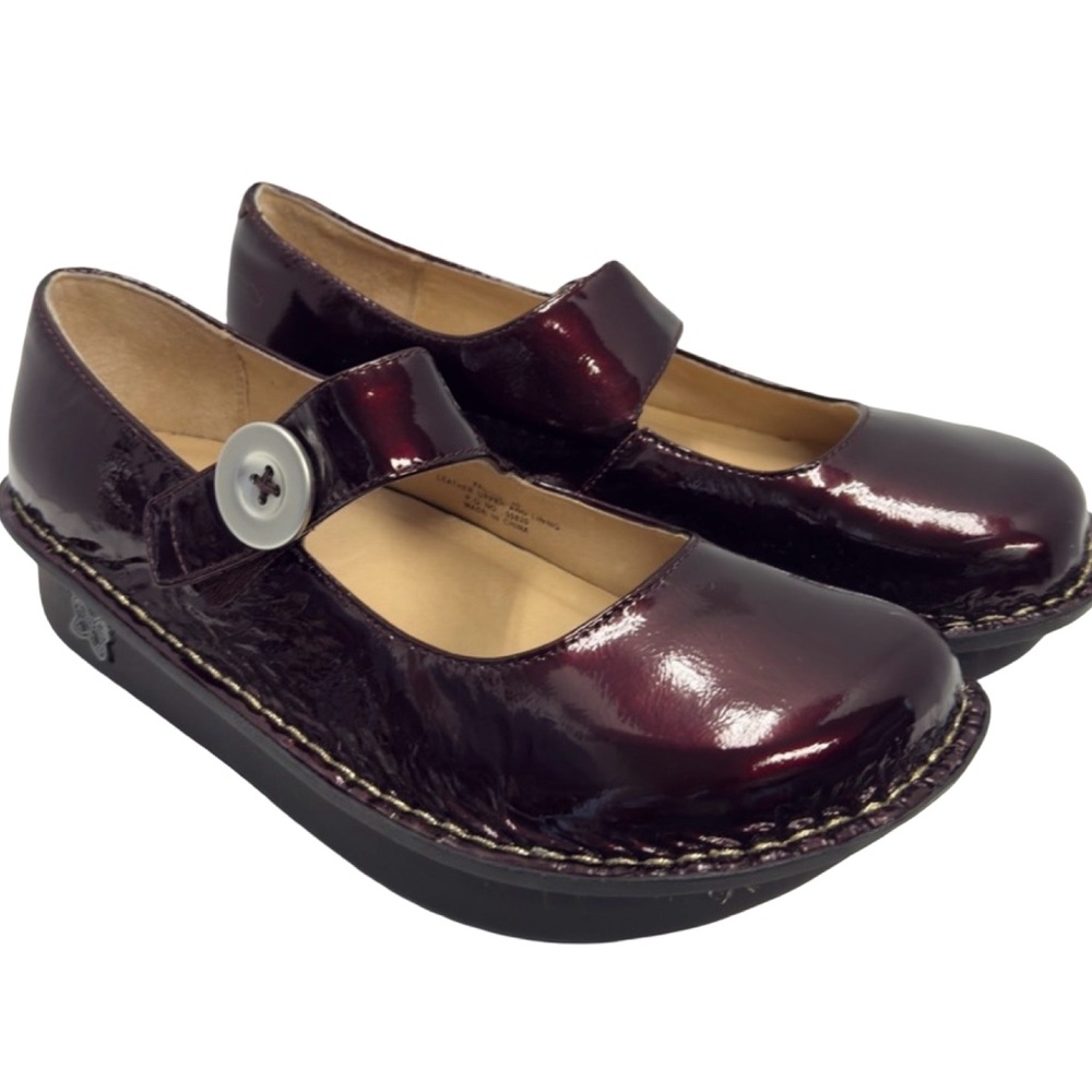 Alegria Paloma Mary Jane Clogs – Burgundy Wine Patent Leather (Size 40) - Picture 2 of 10